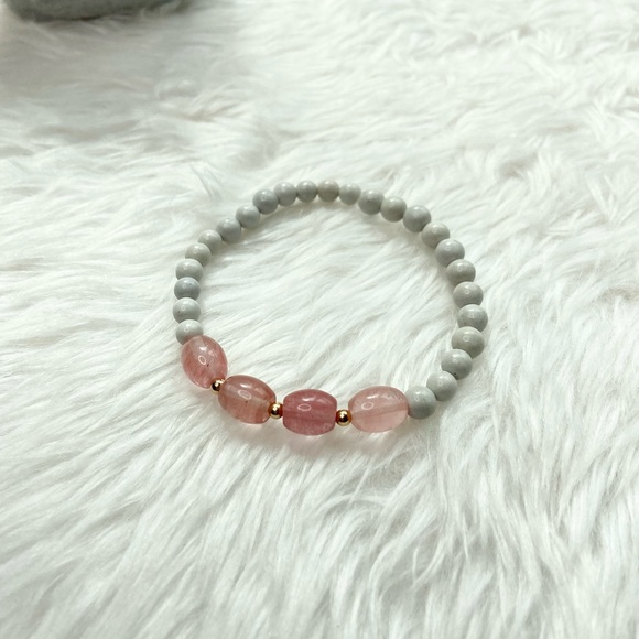 Riverstone Jasper/Cherry Quartz Healing Bracelet - Picture 6 of 6